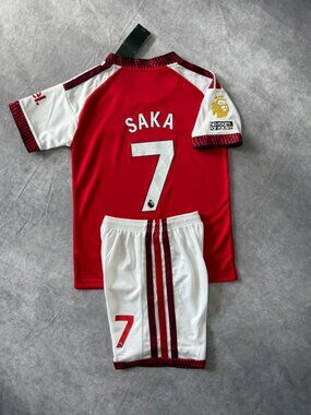 Bukayo Saka 2026 27 Soccer Jersey and Shorts Set Home Red